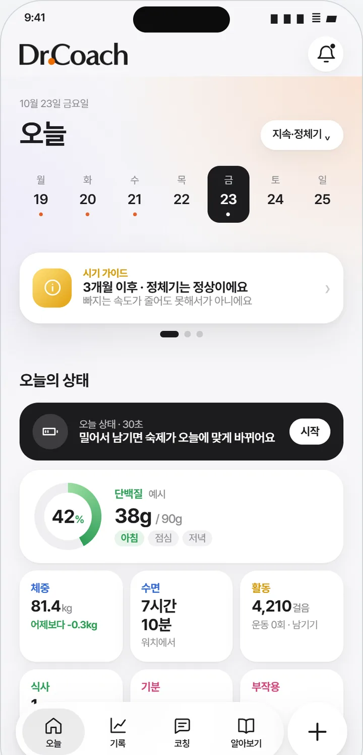 Dr.Coach GLP-1 today screen