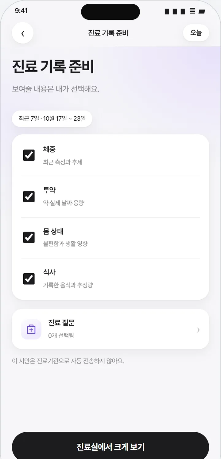 Dr.Coach GLP-1 visit preparation screen